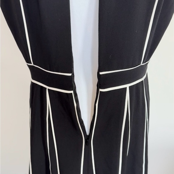 White House Black Market A-Line Dress with Piping Black w Ecru Fit & Flare 10P - Picture 6 of 12